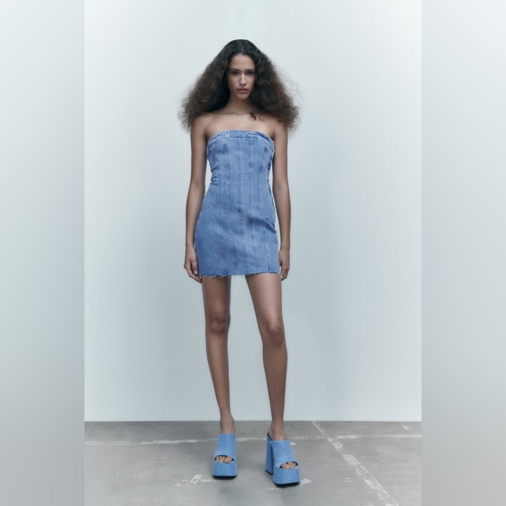 Zara Denim Bandeau Dress